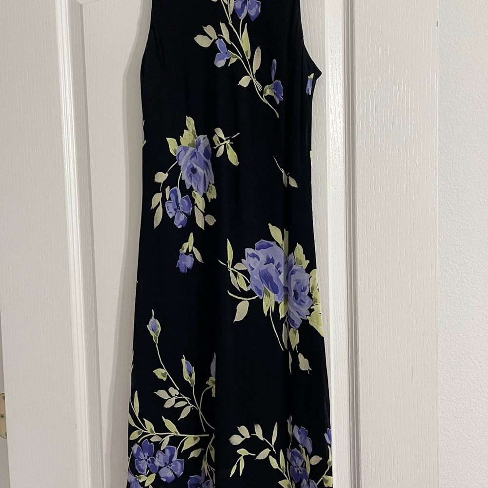 Floral Sleeveless Dress - Black and Purple